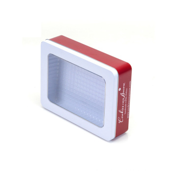 Custom printed tin can gift rectangle cookie metal tin box with clear window